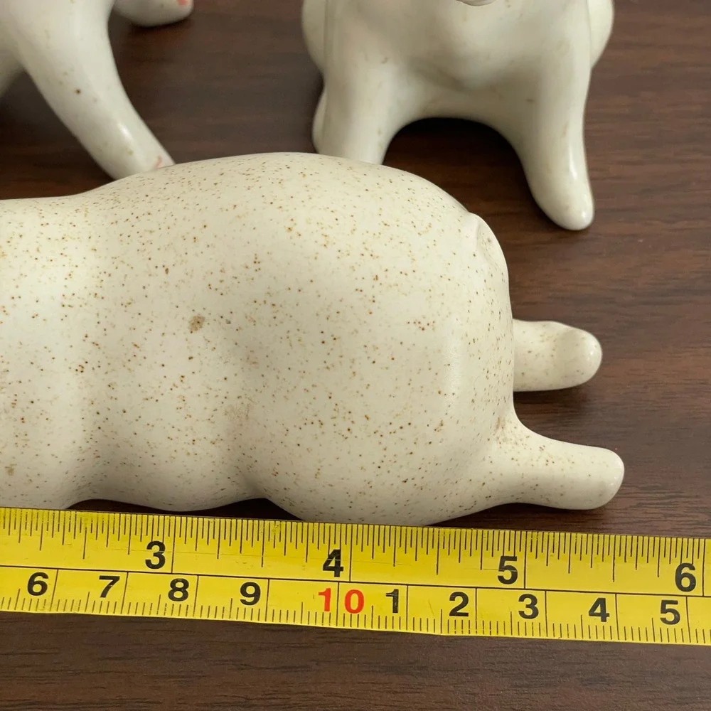 Vintage‎ Ceramic Albino Pigs Set Figurines Taiwan Farmhouse Cottagecore